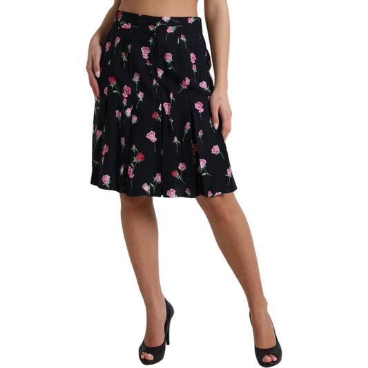 Dolce & Gabbana Elegant Floral A-Line Knee-Length Skirt Dolce & Gabbana Black