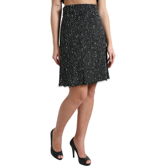 Dolce & Gabbana Elegant Tweed High-Waist Mini Skirt Dolce & Gabbana Dark Slate Gray