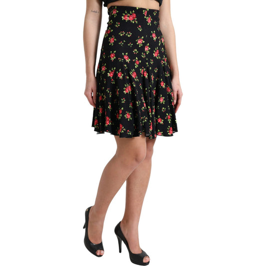 Dolce & Gabbana Floral A-Line Mini Skirt with High Waist Dolce & Gabbana Tan