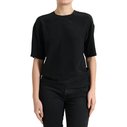Dolce & Gabbana Elegant Silk Blend Round Neck Blouse Dolce & Gabbana Tan