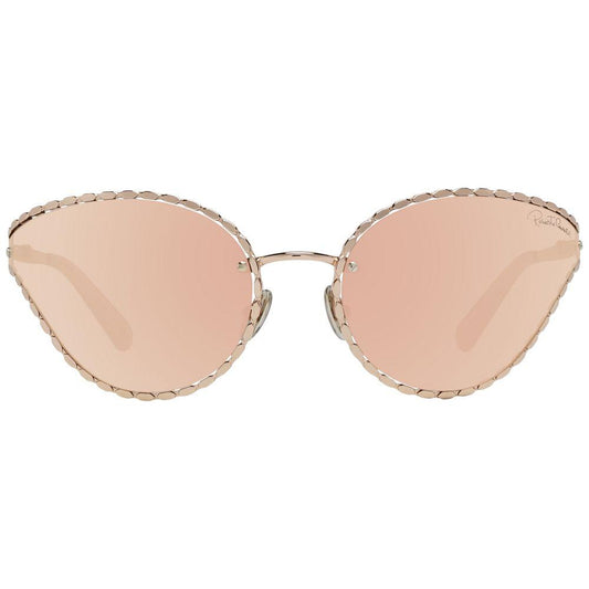 Roberto Cavalli Rose Gold Oval Mirrored Sunglasses Roberto Cavalli Tan