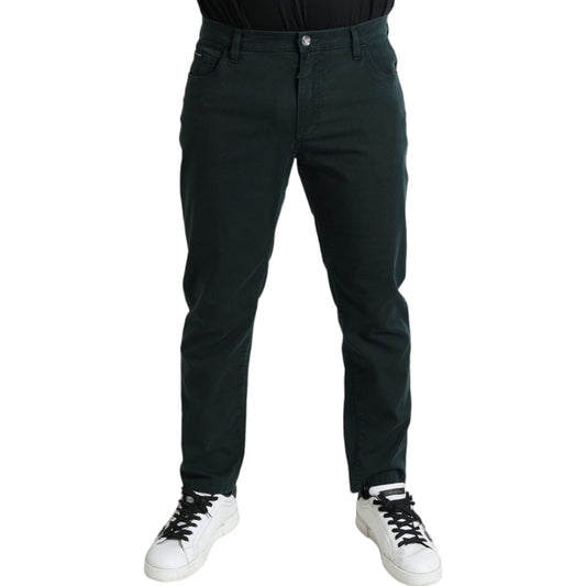 Dolce & Gabbana Elegant Green Skinny Cotton Jeans Dolce & Gabbana Black