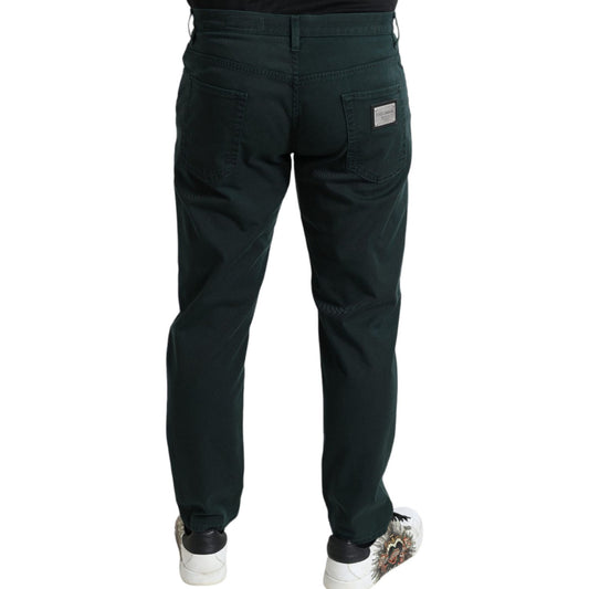 Dolce & Gabbana Elegant Green Skinny Cotton Jeans Dolce & Gabbana Black