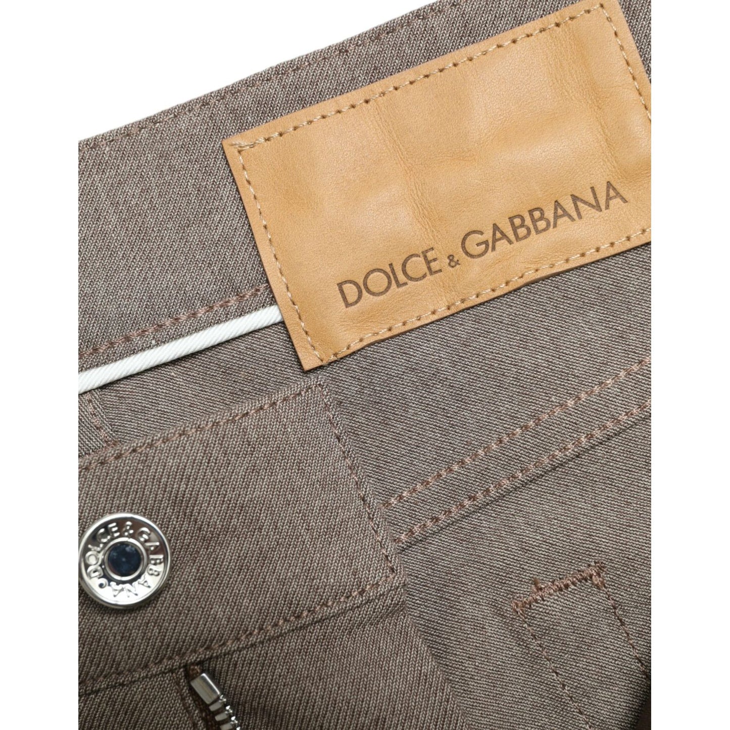 Dolce & Gabbana Brown Cotton Stretch Skinny Men Pants