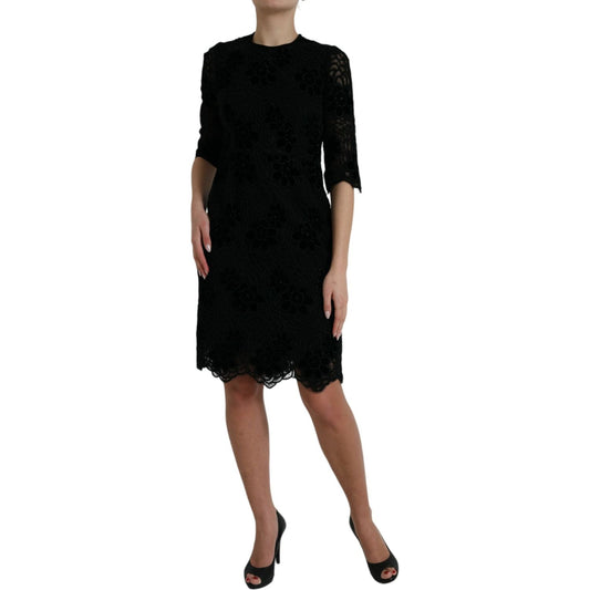 Dolce & Gabbana Elegant Floral Lace Sheath Dress Dolce & Gabbana Rosy Brown