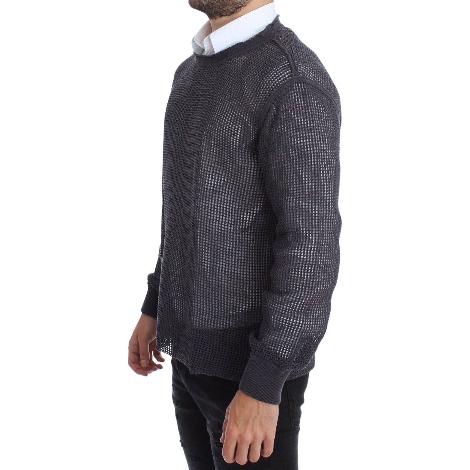 优雅圆领网眼毛衣（浅紫色）