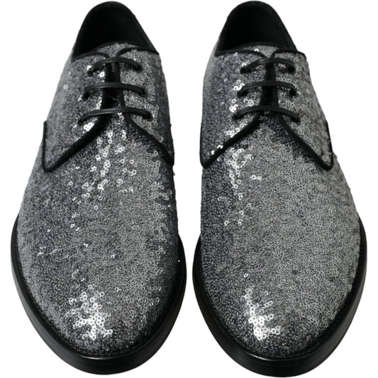 Dolce & Gabbana Exquisite Sequined Derby Dress Shoes Dolce & Gabbana Dark Slate Gray