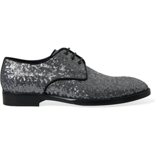 Dolce & Gabbana Exquisite Sequined Derby Dress Shoes Dolce & Gabbana Dark Slate Gray