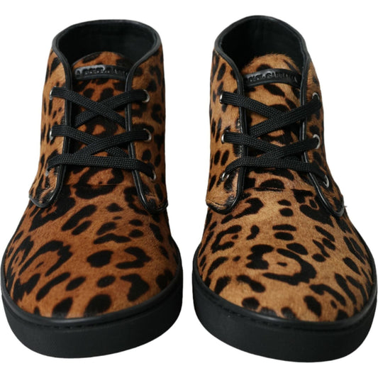 Dolce & Gabbana Elegant Leopard Print Mid-Top Sneakers Dolce & Gabbana Black