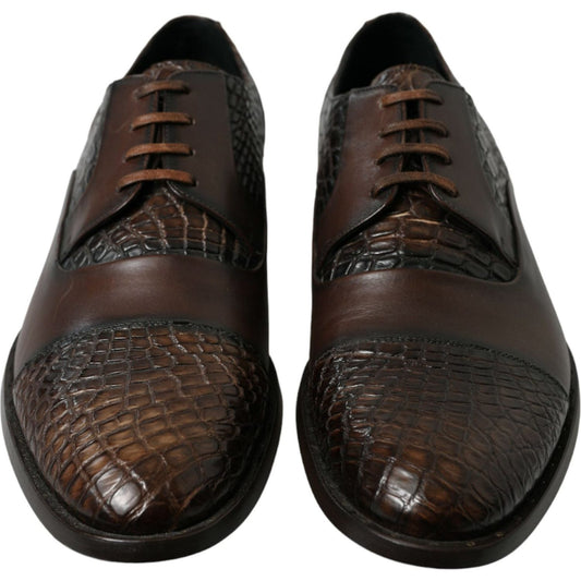 Dolce & Gabbana Elegant Textured Leather Oxford Dress Shoes Dolce & Gabbana Dark Slate Gray