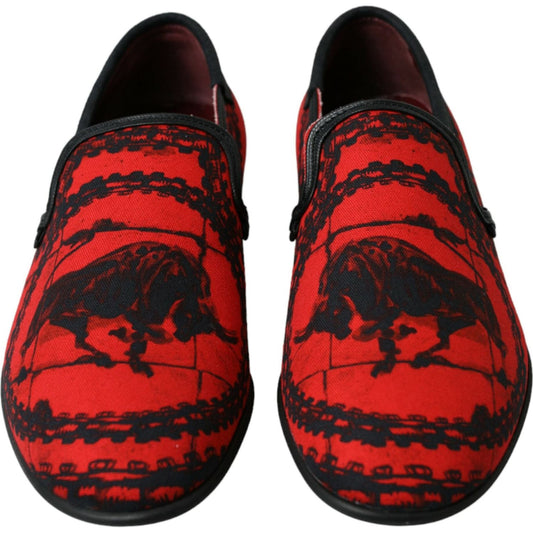 Dolce & Gabbana Torero-Inspired Luxe Red & Black Loafers Dolce & Gabbana Firebrick