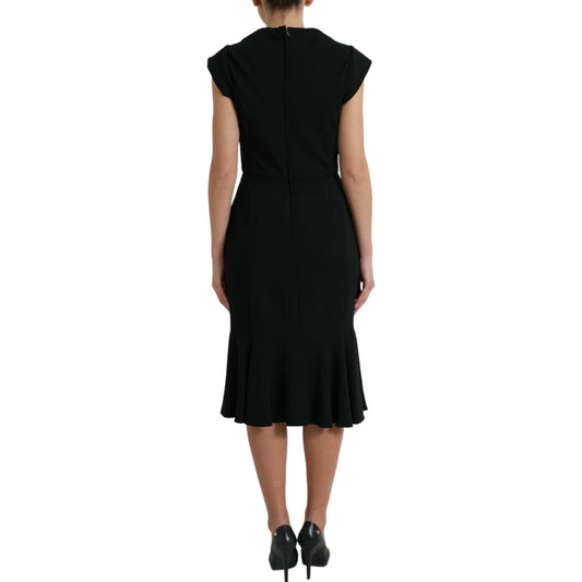 Dolce & Gabbana Elegant Black Stretch Cady Midi Dress Dolce & Gabbana Rosy Brown