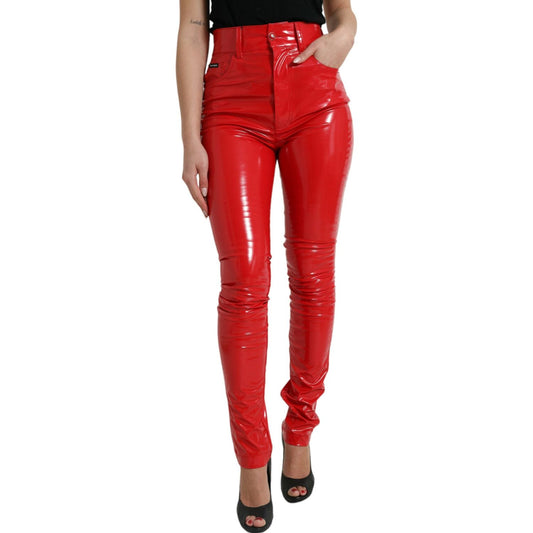 Dolce & Gabbana High Waist Red Skinny Pants - Sleek and Chic Dolce & Gabbana Firebrick