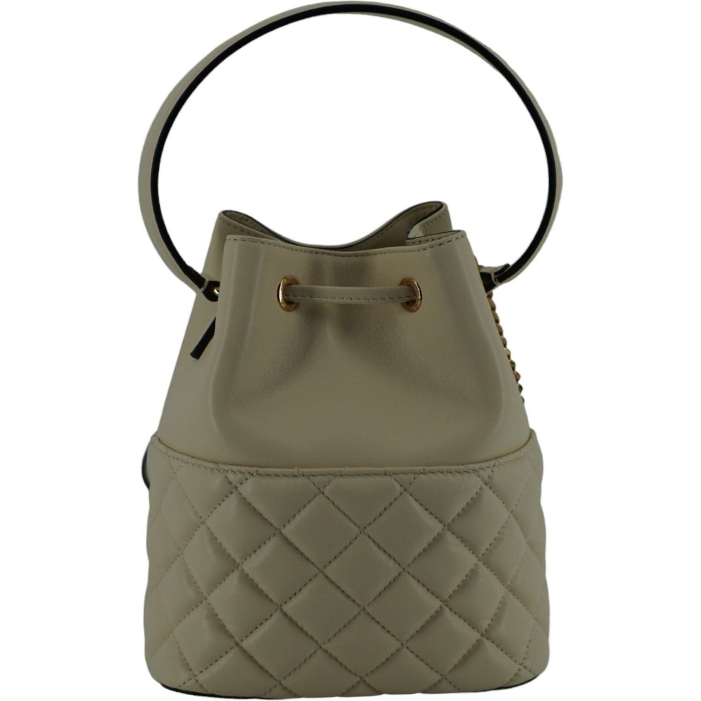 Versace White Lamb Leather Small Bucket Shoulder Bag