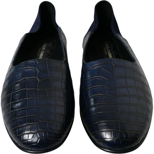 Dolce & Gabbana Elegant Blue Crocodile Leather Loafers Dolce & Gabbana Black