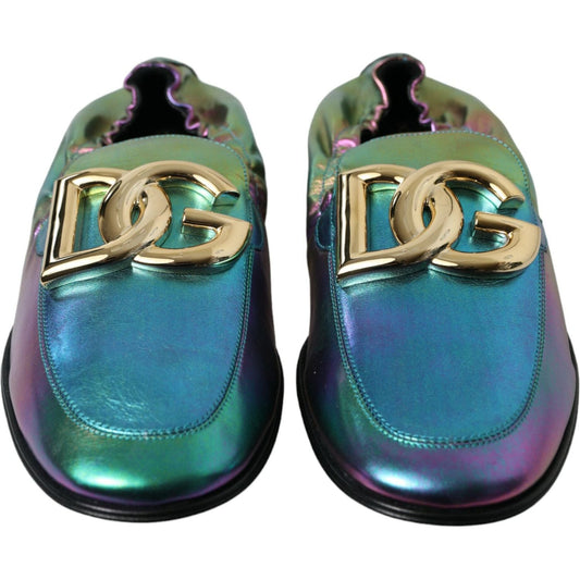 Dolce & Gabbana Elegant Iridescent Loafers for Gents Dolce & Gabbana Dim Gray