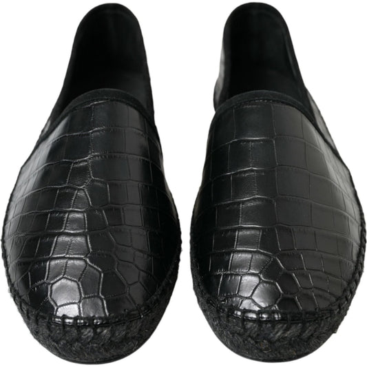 Dolce & Gabbana Exotic Black Leather Espadrilles Dolce & Gabbana Dark Slate Gray