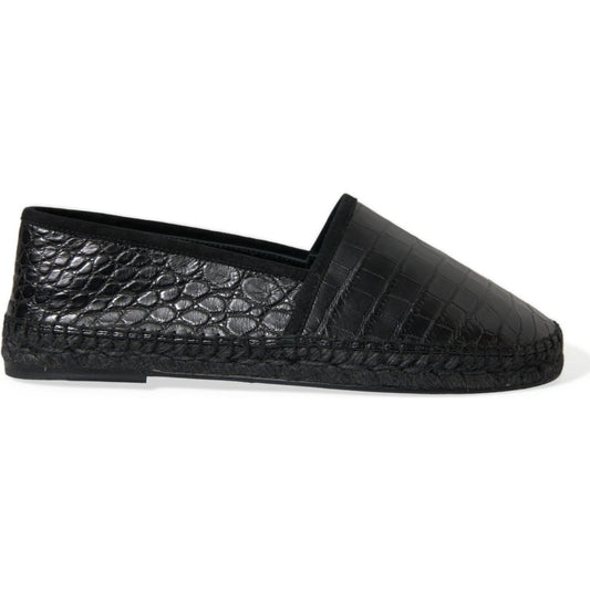 Dolce & Gabbana Exotic Black Leather Espadrilles Dolce & Gabbana Dark Slate Gray