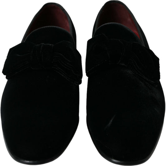 Dolce & Gabbana Elegant Black Velvet Loafers - Men's Luxury Footwear Dolce & Gabbana Black