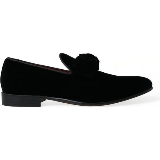 Dolce & Gabbana Elegant Black Velvet Loafers - Men's Luxury Footwear Dolce & Gabbana Lavender