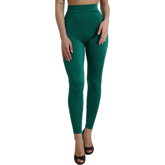Dolce & Gabbana Green High Waist Designer Leggings Dolce & Gabbana Rosy Brown