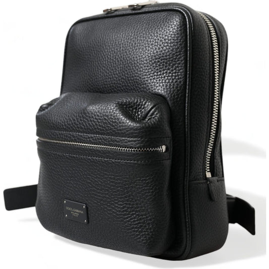 Dolce & Gabbana Chic Black Calf Leather Small Backpack Dolce & Gabbana Dark Slate Gray