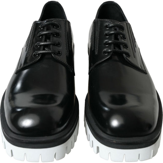 Dolce & Gabbana Sophisticated Black and White Leather Derby Shoes Dolce & Gabbana Black