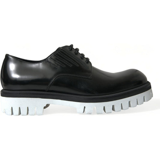 Dolce & Gabbana Sophisticated Black and White Leather Derby Shoes Dolce & Gabbana Lavender