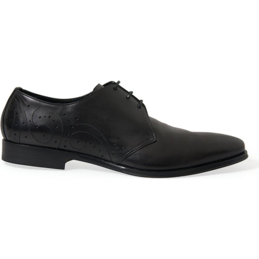 Dolce & Gabbana Elegant Black Leather Derby Dress Shoes Dolce & Gabbana Dark Slate Gray
