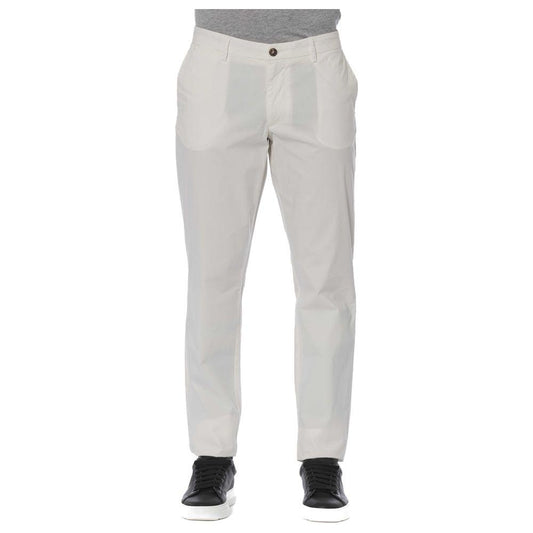Trussardi Jeans White Cotton Men Pants Trussardi Jeans Gray