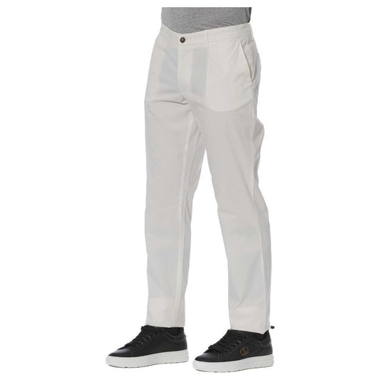 Trussardi Jeans White Cotton Men Pants Trussardi Jeans Gray