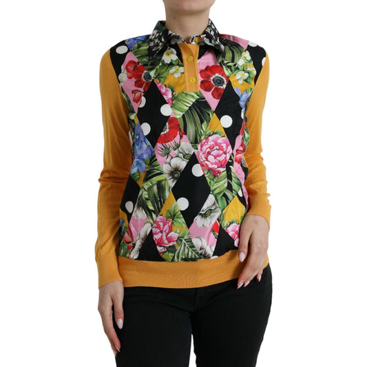 Dolce & Gabbana Multicolor Cashmere-Silk Blend Henley Sweater Dolce & Gabbana Black