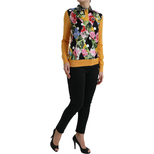 Dolce & Gabbana Multicolor Cashmere-Silk Blend Henley Sweater Dolce & Gabbana Dark Salmon