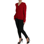 Dolce & Gabbana Red Wool V-neck Buttoned Cardigan Sweater TSH84793-50