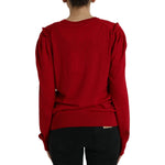 Dolce & Gabbana Red Wool V-neck Buttoned Cardigan Sweater TSH84793-50