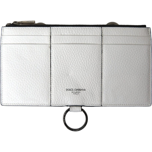 Dolce & Gabbana Elegant White Leather Crossbody Cardholder Dolce & Gabbana Light Gray