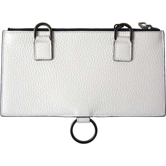 Dolce & Gabbana Elegant White Leather Crossbody Cardholder Dolce & Gabbana Light Gray