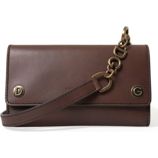 Dolce & Gabbana Elegant Leather Shoulder Bag in Rich Brown Dolce & Gabbana Dark Slate Gray