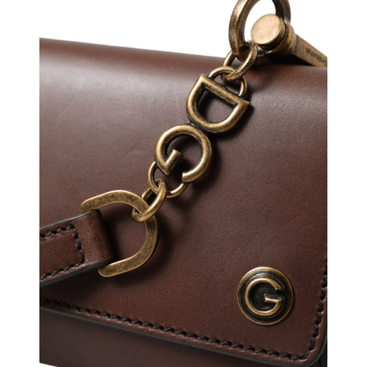 Dolce & Gabbana Elegant Leather Shoulder Bag in Rich Brown Dolce & Gabbana Dark Slate Gray