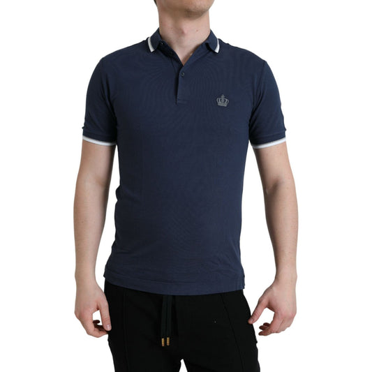 Dolce & Gabbana Elegant Crown Embroidered Polo T-Shirt Dolce & Gabbana Dark Slate Gray