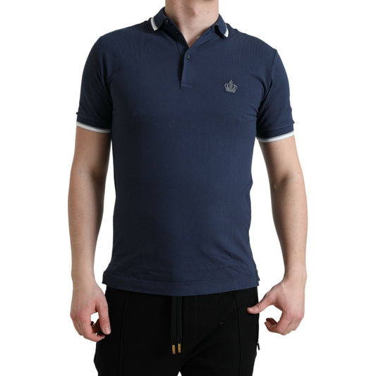 Dolce & Gabbana Elegant Crown Embroidered Polo T-Shirt Dolce & Gabbana Dark Slate Gray