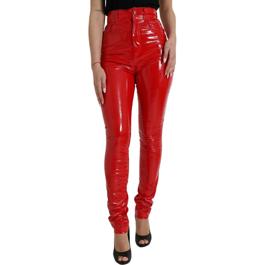 Dolce & Gabbana Chic Red High Waist Skinny Pants Dolce & Gabbana Brown