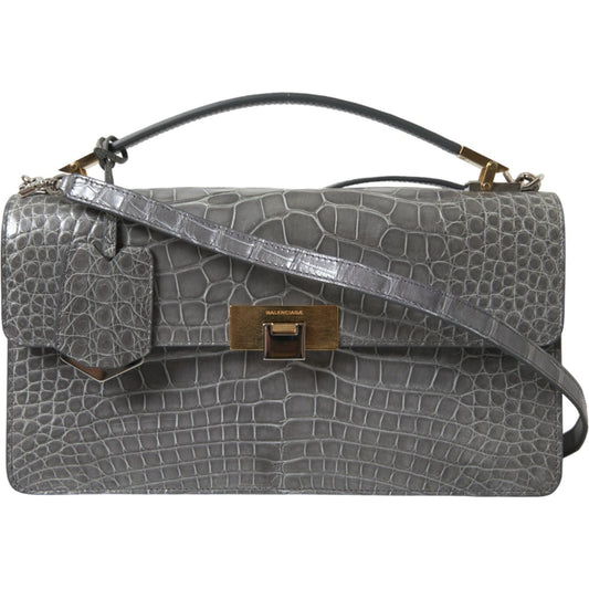Balenciaga Alligator Leather Medium Shoulder Bag Balenciaga Dim Gray
