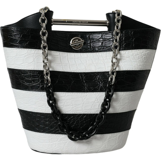 Balenciaga Chic Crocodile Leather Maxi Bucket Bag Balenciaga Black