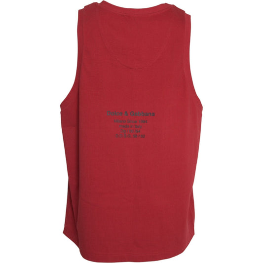 Dolce & Gabbana Red Leopard Print Sleeveless Tank T-shirt Dolce & Gabbana Brown