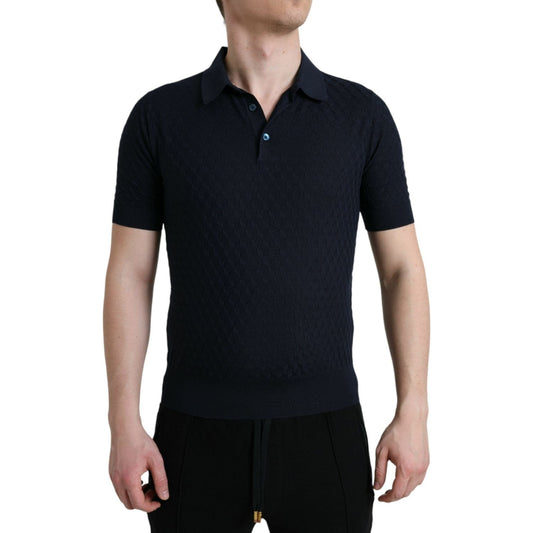 Dolce & Gabbana Dark Blue Collared Short Sleeve Polo T-shirt Dolce & Gabbana Rosy Brown