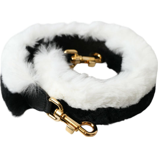 Dolce & Gabbana Black White Lapin Fur Accessory Shoulder Strap Dolce & Gabbana Black