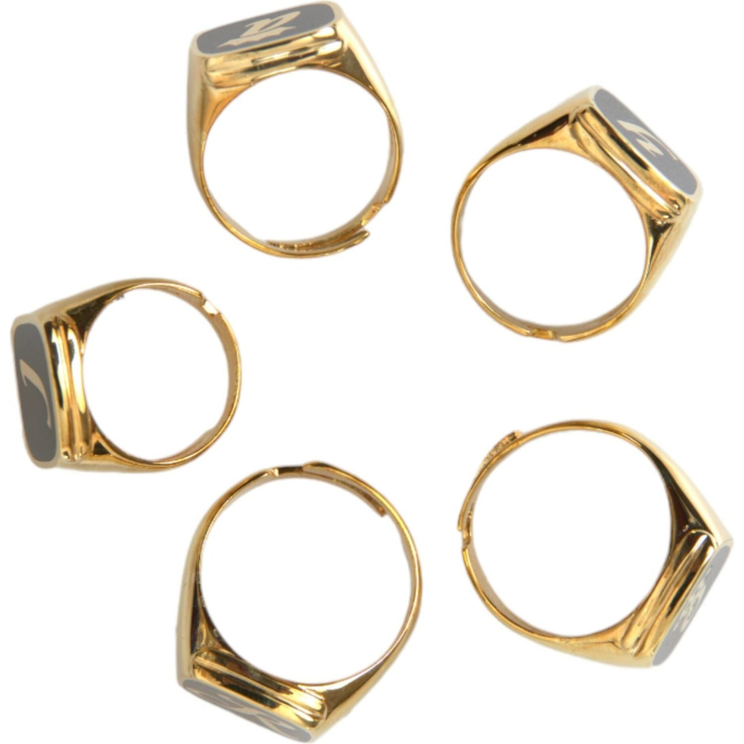 Dolce & Gabbana Gold Brass ROYAL Enamel Set of 5 Ring