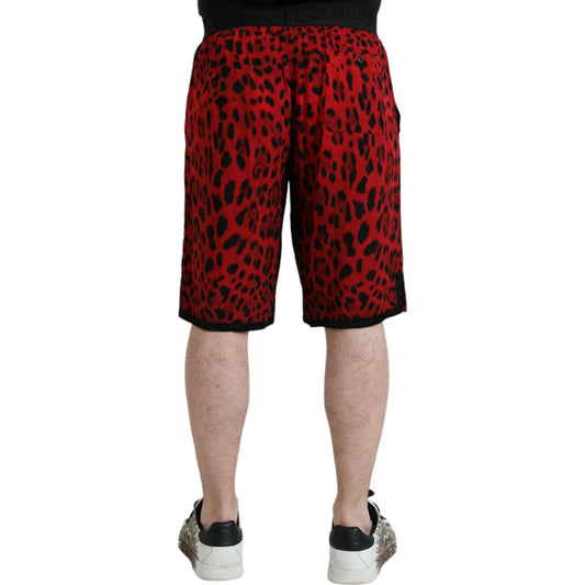 Dolce & Gabbana Red Leopard Print Viscose Bermuda Shorts Dolce & Gabbana Black