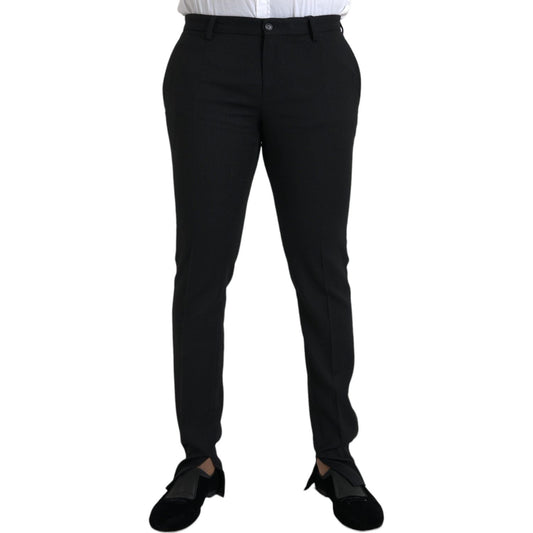 Dolce & Gabbana Black Wool Stretch Men Skinny Pants Dolce & Gabbana Black